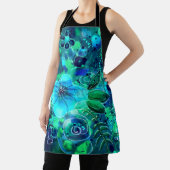 Abstrakte Blumenblauer Aquamarin-Blau-grüne Blätte Schürze (InSitu)