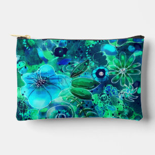 Abstrakte Blumenblauer Aquamariner Blaue Blume Blu Zubehörtasche