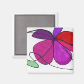 Abstrakte Blumenblüte in Rot-Veilchen-Grün Magnet (Vorderseite/Rückseite)