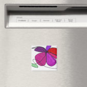 Abstrakte Blumenblüte in Rot-Veilchen-Grün Magnet (In Situ (Geschirrspüler))