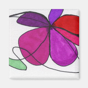 Abstrakte Blumenblüte in Rot-Violett grün Magnet