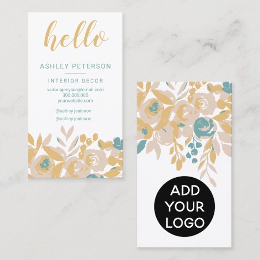 abstrakte Blumendekoration hello Drehbuch Visitenkarte (Vorne/Hinten)