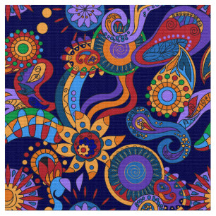 Abstrakte Blumendekorationen im Hippie-Stil Stoff