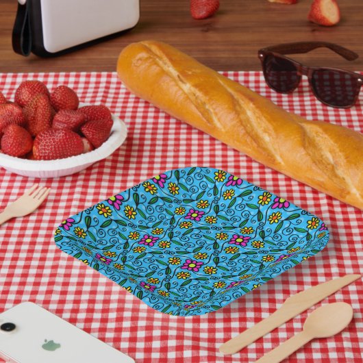 Abstrakte Blumeneinwegteller Pappteller (Picknick)