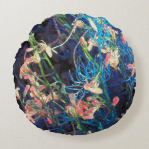 Abstrakte Blumenfantasie Rundes Kissen