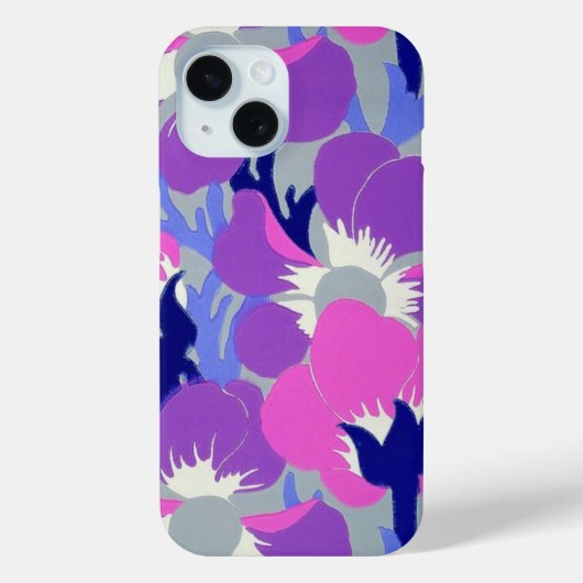 Abstrakte Blumenfreude - Lila und grau Case-Mate iPhone Hülle (Rückseite)