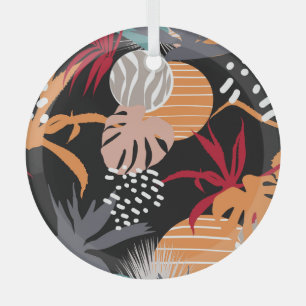 Abstrakte, blumengeschmückte tropische Blätter, na Ornament Aus Glas