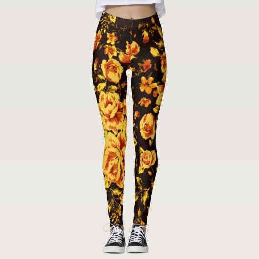 Abstrakte Blumenglastextur Leggings (Vorderseite)