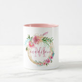 Abstrakte Blumengoldwreath-Handmit buchstaben Tasse (Zentrum)