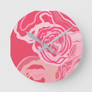 Abstrakte Blumengrafik Runde Wanduhr