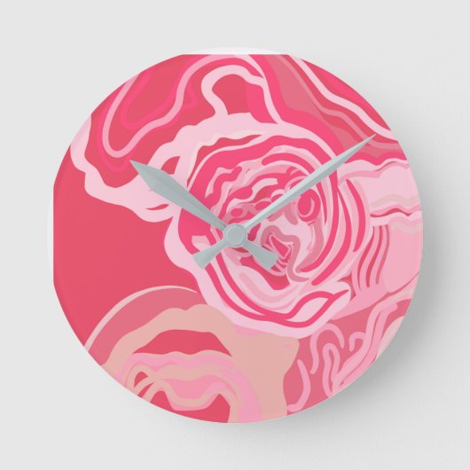 Abstrakte Blumengrafik Runde Wanduhr (Vorderseite)
