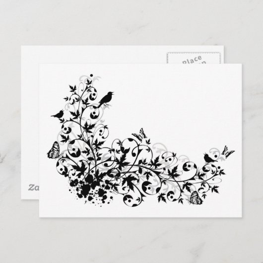 abstrakte Blumengrenze Postkarte (Vorne/Hinten)