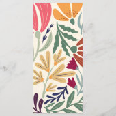 Abstrakte Blumenhochzeit in modernen Farben Menükarte (Rückseite)