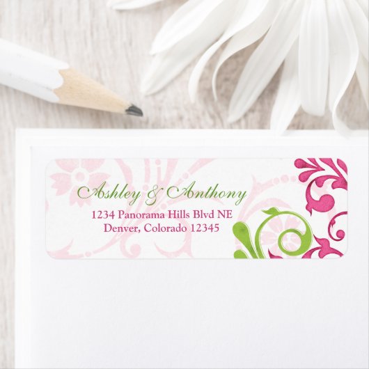 Abstrakte Blumenhochzeiten-Rücksendeadressen-Aufkl (Insitu)