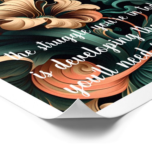 Abstrakte Blumeninspirierung und Festigkeit Poster (Ecke)