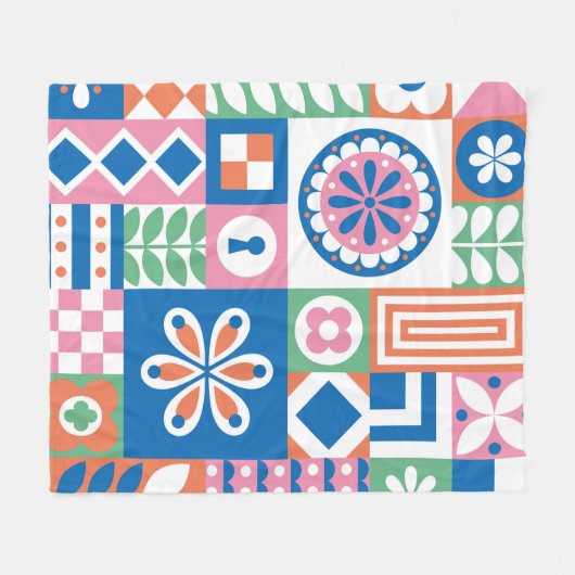 Abstrakte Blumenkarte. Nahtloses Folklore-Muster. Fleecedecke (Vorderseite (Horizontal))