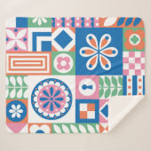 Abstrakte Blumenkarte. Nahtloses Folklore-Muster. Sherpadecke (Vorderseite (Horizontal))