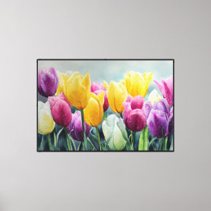 Abstrakte Blumenkunst in kräftigem Teal Leinwanddruck