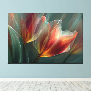 Abstrakte Blumenkunst in Regenbogen-Tulpen Leinwanddruck