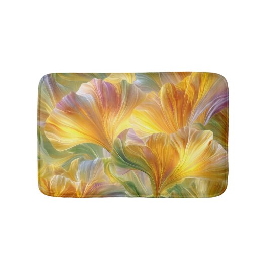 Abstrakte Blumenkunst mit gelben Blütenblättern Badematte (Vorderseite)