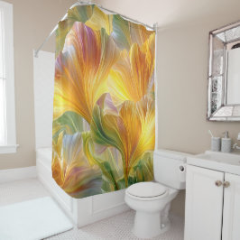 Abstrakte Blumenkunst mit gelben Blütenblättern Duschvorhang