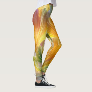 Abstrakte Blumenkunst mit gelben Blütenblättern Leggings