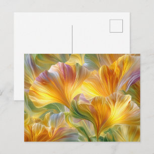Abstrakte Blumenkunst mit gelben Blütenblättern Postkarte