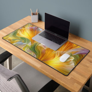 Abstrakte Blumenkunst mit gelben Blütenblättern Schreibtischunterlage