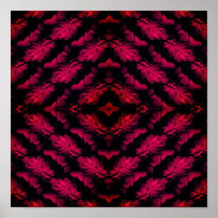 Abstrakte Blumenkunst mit roten Päonien Poster