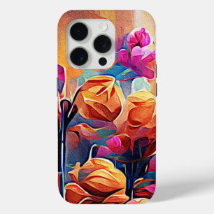 Abstrakte Blumenkunst Orange Rot Blaue Blumen Case-Mate iPhone Hülle
