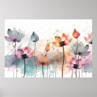 abstrakte Blumenkunst Poster