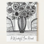 Abstrakte Blumenkunst Undatiert 2024 Neujahr Planer (Rückseite)