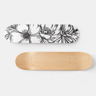 Abstrakte Blumenlinie zeichnend Skateboard