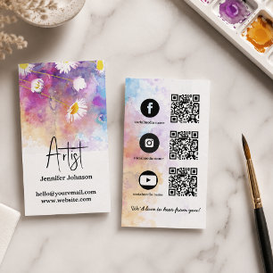 Abstrakte Blumenmalerei Aquarellkünstler Bearbeitb Visitenkarte