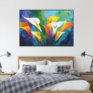 Abstrakte Blumenmalereien – Moderne Florale Leinwa Leinwanddruck