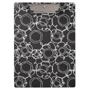 Abstrakte Blumenmatrix (Schwarz) Fine Art Klemmbrett