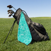 Abstrakte Blumenmatrix (Türkis) Fine Art Golfhandtuch (Gras)