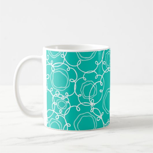 Abstrakte Blumenmatrix (Türkis) Fine Art Kaffeetasse (Links)