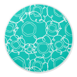 Abstrakte Blumenmatrix (Türkis) Fine Art Keramikknauf
