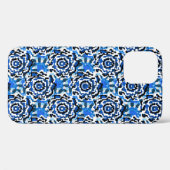 Abstrakte Blumenmode, blau, schwarz und beige Case-Mate iPhone Hülle (Rückseite (Horizontal))