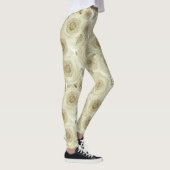 Abstrakte Blumenmuster-Blume Rose beigefarbenes Fa Leggings (Rechts)