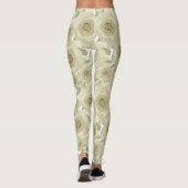Abstrakte Blumenmuster-Blume Rose beigefarbenes Fa Leggings (Rückseite)