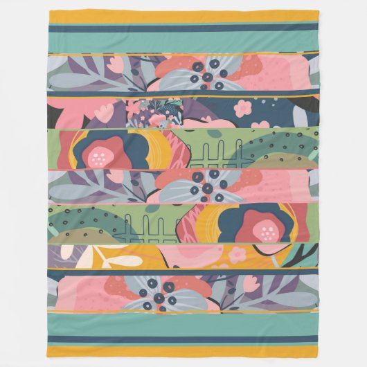 Abstrakte Blumenmuster Fleecedecke (Vorderseite)
