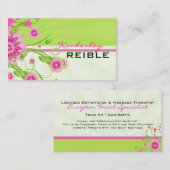 Abstrakte Blumenmuster in Rosa und Grün 3 Visitenkarte (Vorne/Hinten)