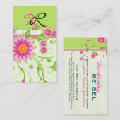 Abstrakte Blumenmuster in Rosa und Grün 4 Visitenkarte (Vorne/Hinten)