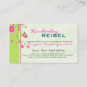 Abstrakte Blumenmuster in Rosa und Grün 4 Visitenkarte (Rückseite)