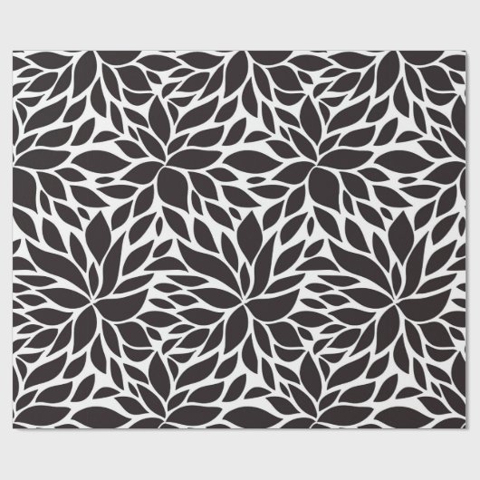 Abstrakte Blumenmuster in Schwarz/Weiß Geschenkpapier (Flach)