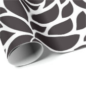 Abstrakte Blumenmuster in Schwarz/Weiß Geschenkpapier (Rolleneckpunkt)