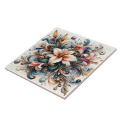 Abstrakte Blumenmuster mit Lily bei Sonnenaufgang Fliese (Seite)