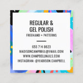 Abstrakte Blumennagel-Salon Pinselstriche Kunst Quadratische Visitenkarte (Rückseite)